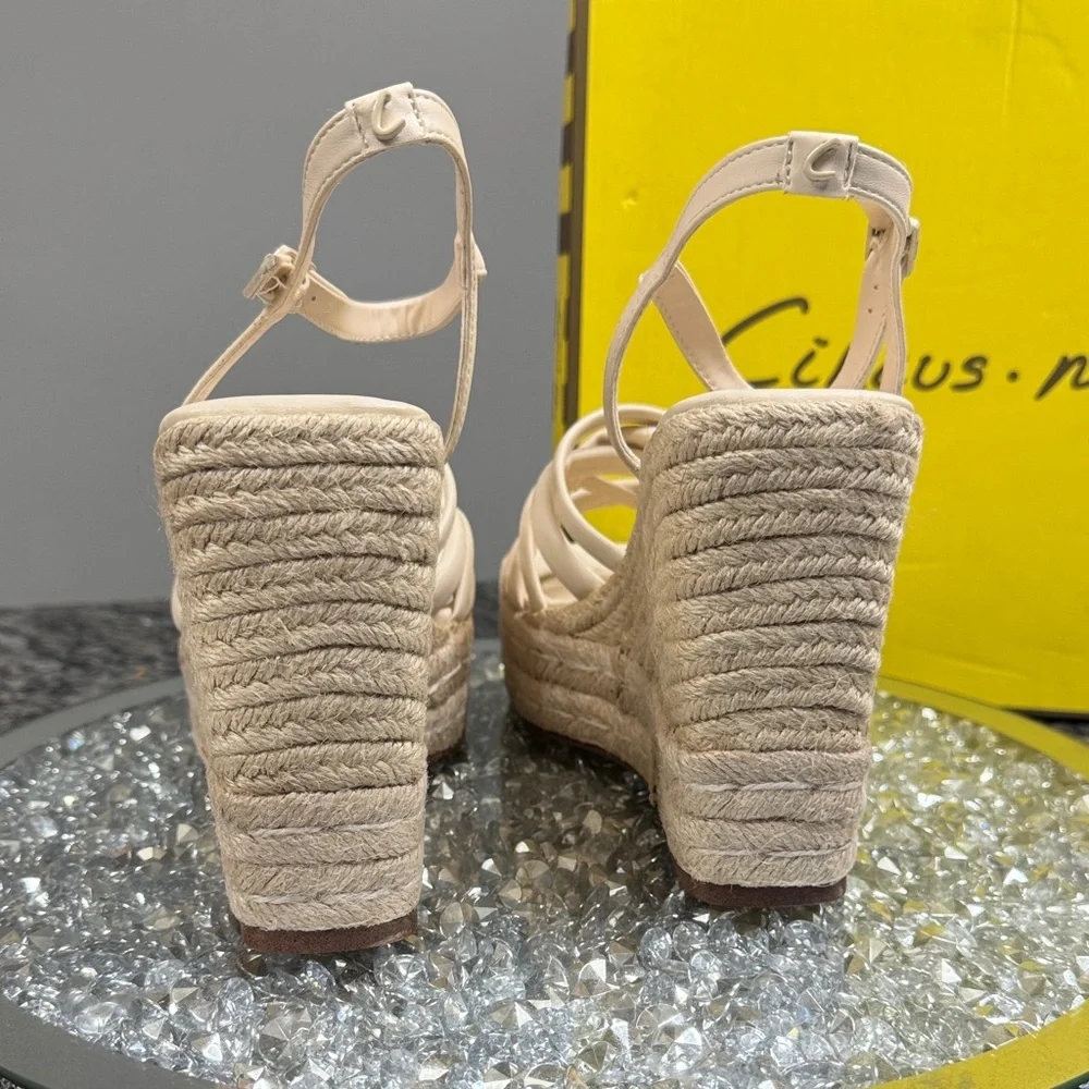 Circus by Sam Edelman Women's Irene Strappy espadrilles Tan Wedge Sandals NEW 10
